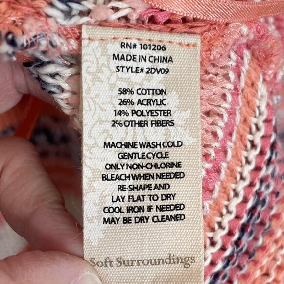 Soft Surroundings Oversized Striped Open-Front Cardigan, XL - Picture 10 of 11